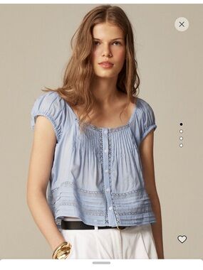 J. Crew Light Blue Pintuck Button-Front Blouse